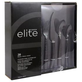 Gibson Elite Stonehenge 20 Piece Flatware Set in Rose Gold (Items: Gibson Elite Stonehenge 20-Black)