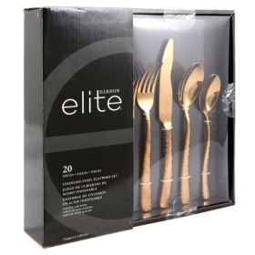 Gibson Elite Stonehenge 20 Piece Flatware Set in Rose Gold (Items: Gibson Elite Stonehenge 20-Rose Gold)