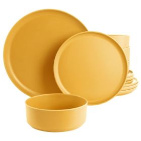 Gibson Home Canyon Crest 12 Piece Melamine Dinnerware Set In Pink, Yellow, And Sage (Style & Color: Canyon Crest-Yellow)
