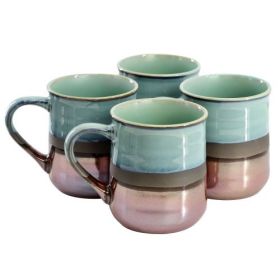 Gibson Home Copper Tonal 4 Piece 18 Ounce Stoneware Cup Set (Colours: Sage Green)
