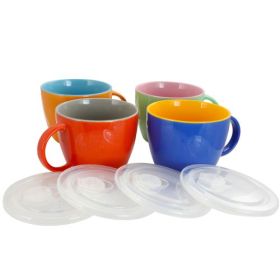 Gibson Home On The Go 4-Piece 25 Oz. Stoneware Soup Mug Set with Vented Lids (Item: Gibson Home On The Go - Assorted)