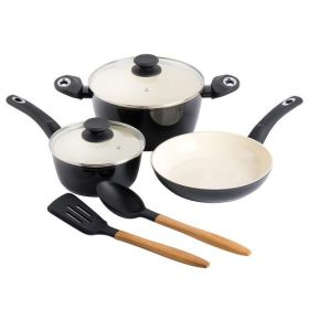 Gibson Home Plaza Cafe 7-Piece Forged Aluminum Cookware Set Collection (Collections: Home Plaza Cafe 7 Piece-Black)