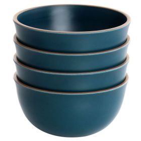 Gibson Home Rockabye 4 Piece 6.1 Inch Melamine Cereal Bowl Set Collection (Style & Color: Rockabye-Dark Teal)