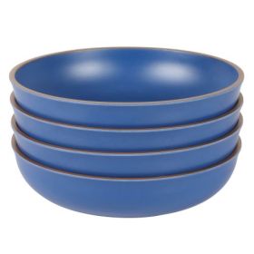 Gibson Home Rockabye 4 Piece 8.5 Inch Melamine Dinner Bowl Set Collection (Style & Color: Rockabye-Blue)