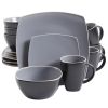 Gibson Elite Soho Lounge 16 Piece Square Dinnerware Set in Matte Colors