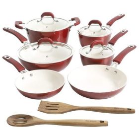 Kenmore Arlington 12-Piece Aluminum Ceramic Nonstick Cookware Set Collection (Collections: Kenmore Arlington 12-Piece-Metallic Red)