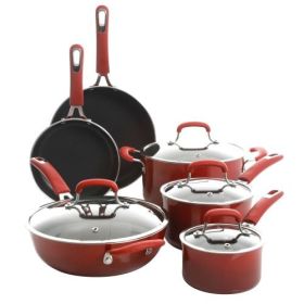 Kenmore Elite Andover 10 Piece Nonstick Aluminum Cookware Set in Red Gradient (Collections: Kenmore Elite Andover 10 Piece-Red Gradient)