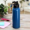 Gibson Home Marina 38 Ounce Double Wall Stainless Steel Thermal Bottle with Lid and Straw