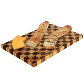MegaChef Checkerboard Acacia & Rubber Wood Cutting Board Collection – Rectangle Butcher Block Designs (Serving Board: 16.5 x 10.5 Inches)
