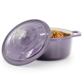 MegaChef 2.7-Quart Round Enameled Cast Iron Casserole Pot with Lid – Gradient Color Collection (Casserole: 2.7 Qt. Casserole Pot - Gradient Purple)