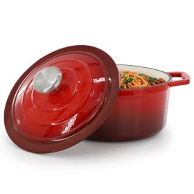 MegaChef 2.7-Quart Round Enameled Cast Iron Casserole Pot with Lid – Gradient Color Collection (Casserole: 2.7 Qt. Casserole Pot - Gradient Red)