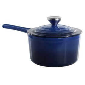 MegaChef 2-Quart Enameled Cast Iron Saucepan with Lid – Gradient Color Collection (Saucepans: MegaChef 2 Qt. Gradient Dark Blue)