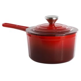 MegaChef 2-Quart Enameled Cast Iron Saucepan with Lid – Gradient Color Collection (Saucepans: MegaChef 2 Qt. Gradient Red)