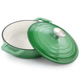 MegaChef Round Enameled Cast Iron Braiser Pan – Green & Dark Blue (Braiser Pan: 2 Qt. Braiser Pan - Green)