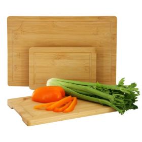 MegaChef 3-Piece Bamboo Wood Cutting, Prep & Serving Board Collection – Multiple Sizes (Cutting Boards: 9", 12" & 15")