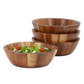 MegaChef 4-Piece Acacia Wood Salad Bowl Set – 7-Inch & 6.75-Inch Options (Bowls: 7 Inch Salad Bowls)