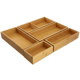 MegaChef Bamboo Storage & Organization Tray Collection – 4-Piece & 5-Piece Sets (Storage and Organization: 5 Piece Bamboo Trays)