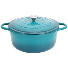 MegaChef 6.35 Quart Round Enameled Cast Iron Dutch Oven-Collection (Style & Color: MegaChef 6.35 Qt. Light Blue)