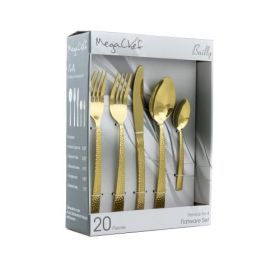 MegaChef Baily 20 Piece LuxeGlow Stainless Steel Flatware Collection Service for 4 in Multiple Colors (Collections: Baily 20 Piece-Gold)