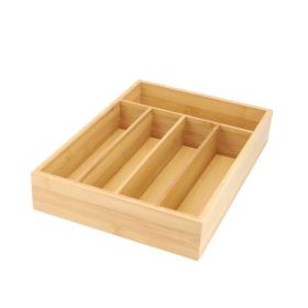 MegaChef Bamboo Drawer Organizer – Natural Storage for Everyday Essentials (Storage Trays: 5 Section)