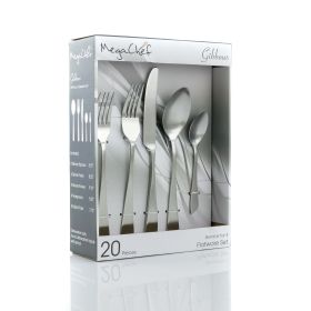 MegaChef Gibbous 20-Piece Flatware Collection (Collections: Gibbous 20 Piece-Matte Silver)
