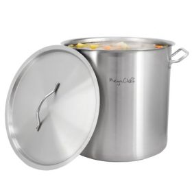 MegaChef Professional Kitchen 38.5 Quart Round Stainless Steel Stock Pot with Lid (Size & Style: 38.5 Quart-MegaChef Stock Pot)