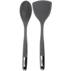 Oster Ridgecrest 2 Piece Serving Spoon & Turner Or Slotted Spoon & Turner Kitchen Tool Sets in Gray (Style: Oster Ridgecrest-Serving Spoon & Turner)