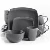 Gibson Elite Soho Lounge Chromatic Canvas 16-Piece Square Glaze Stoneware Dinnerware Set