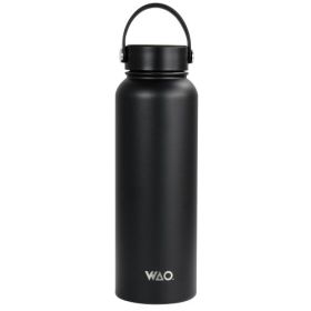 WAO “Endurance Trek” Thermal Bottle – 38 oz Double-Wall Stainless Steel Hydration for All-Day Adventures (Size & Color: 38 Ounce-Matte Black)