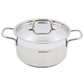 Korkmaz Alfa 2 Piece Stainless Steel Stock Pot with Lid (Sizes: 4 Liter)