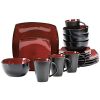 Gibson Elite Soho Lounge Chromatic Canvas 16-Piece Square Glaze Stoneware Dinnerware Set