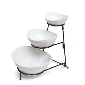Gibson Elite Gracious Dining 3-Tier Bowl Server Sets with Metal Stand (Style: Triangular Rounded)