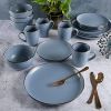 Gibson Home Rockaway 16 Piece Stoneware Metallic Rim Dinnerware Set