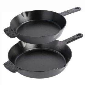 Spice by Tia Mowry Savory Saffron Pre-Seasoned Cast Iron Skillet – 10-Inch or 2-Piece: 10"&12" Set (Size: 10-inch & 12-inch)