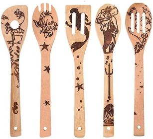 Disney 5pcs Cartoon Cooking Spoons Set – Featuring Stitch, Pooh, Beauty and the Beast, Toy Story (Colours: 5pcs D)