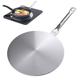 7.5/8/9.25Inch Heat Diffuser Simmer Ring Plate, Stainless Steel with Stainless Handle, Induction Adapter Plate for Gas Stove Glass Cooktop Converter (Size: 9.25Inch)