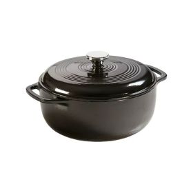 Cast Iron;  6 Quart Enameled Cast Iron Dutch Oven (Colours: Black)