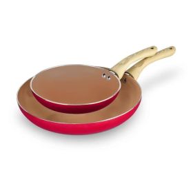 2pc Non Stick Ceramic Pans (Colours: Red)