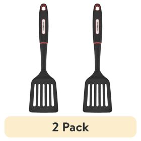 Professional Nylon Slotted Kitchen Spatula/Turner with Black/Red Handle (2 pack) (Color: Black/Red Handle)