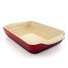 Crock Pot Artisan Stoneware Bake Pan Collection – 4QT & 5.6QT Oven-to-Table Baking Dishes in Red and Teal