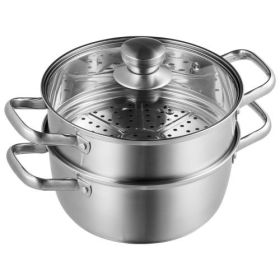 VEVOR Stainless 9.5in 5QT/3QT Stock Pot and Vegetable Steamer. (Sizes: 3 Quart)