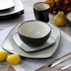 Gibson Elite Soho Lounge 16 Piece Square Reactive Glaze Stoneware Dinnerware Collection