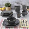 Gibson Elite Soho Lounge Chromatic Canvas 16-Piece Square Glaze Stoneware Dinnerware Set