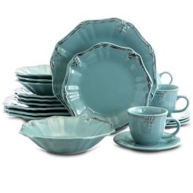 Elama Fleur De Lys 20-Piece Set – Sophisticated Dinnerware with Elegant Design (Colours: Turquoise)
