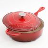 Crock-Pot Artisan 2 Piece 3.5-Quart Enameled Cast Iron Deep Saute Pan Collection – Scarlet Red or Teal Ombre