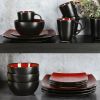 Gibson Elite Soho Lounge 16 Piece Square Reactive Glaze Stoneware Dinnerware Collection