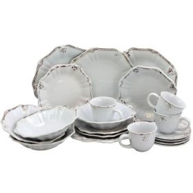 Elama Fleur De Lys 20-Piece Set – Sophisticated Dinnerware with Elegant Design (Colours: White)