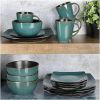 Gibson Elite Soho Lounge 16 Piece Square Reactive Glaze Stoneware Dinnerware Collection