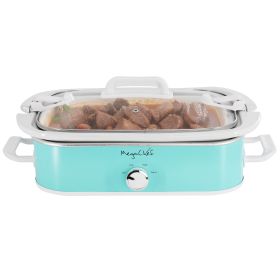 MegaChef 3.5 Quart Casserole Slow Cooker with 3 Temperature Settings in Cream (Set Color: Turquoise)