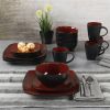 Gibson Elite Soho Lounge Chromatic Canvas 16-Piece Square Glaze Stoneware Dinnerware Set
